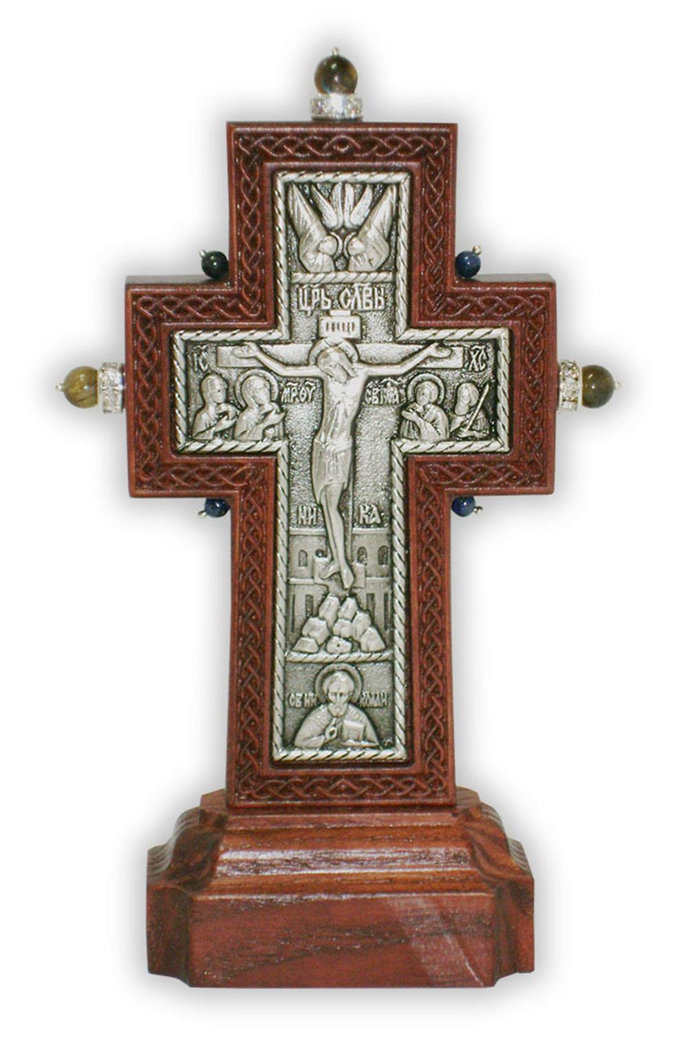 Крест на подставке (малый с камнями)