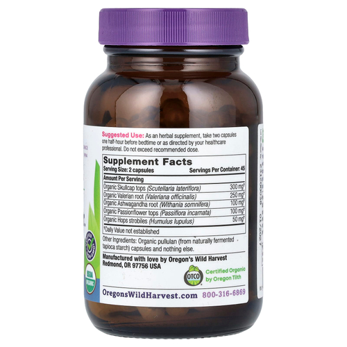 Oregon's Wild Harvest, органический продукт для улучшения качества сна, 90 веганских капсул