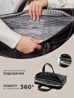 Сумка для ноутбука 15,6" и 17" с ремнем на плечо и 3 отделениями (Лакированный черный)