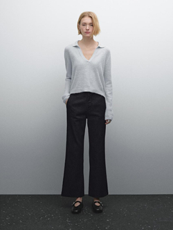 Massimo Dutti Расклешенные джинсы из смесового хлопка, темно-серый