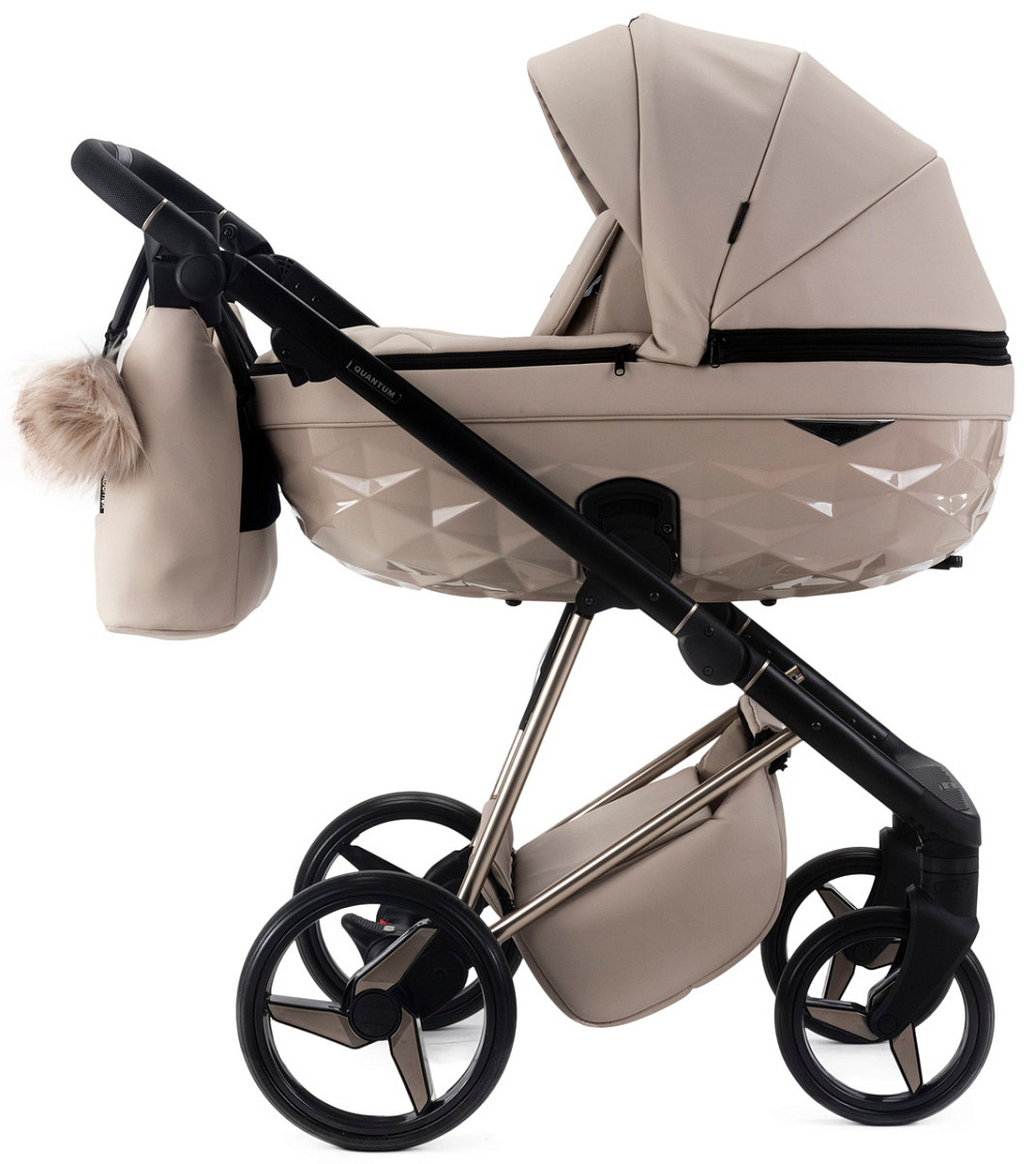 Детская коляска Adamex Quantum Superstar Deluxe 3 в 1 Q-STAR155-K (СВ.БЕЖ.КОЖА+СВ.БЕЖ.ДНО+БЕЖ.РАМА)
