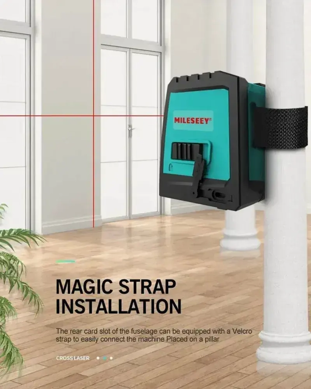 Лазерный уровень Mileseey L52R, с магнитным держателем, крепежной лентой, красный луч, Нивелир, для небольших помещений версия от ААх2 батареек