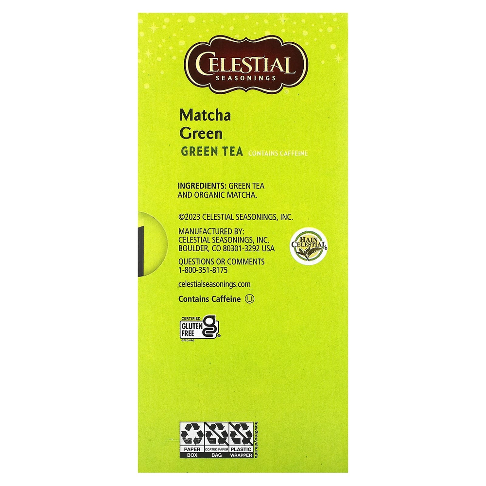 Celestial Seasonings, Зеленый чай, матча, 20 чайных пакетиков, 29 г (1 унция)