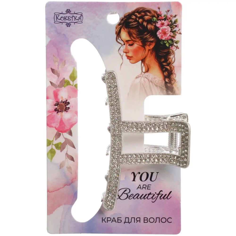Заколка-краб для волос «AKS - DesignPRO», стразы, классика, цвет золото и хром, 5.8*3,2см