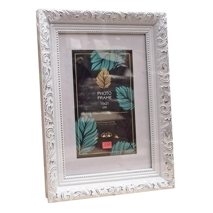 Фоторамка пластик 15х21 см Садко белый серебро