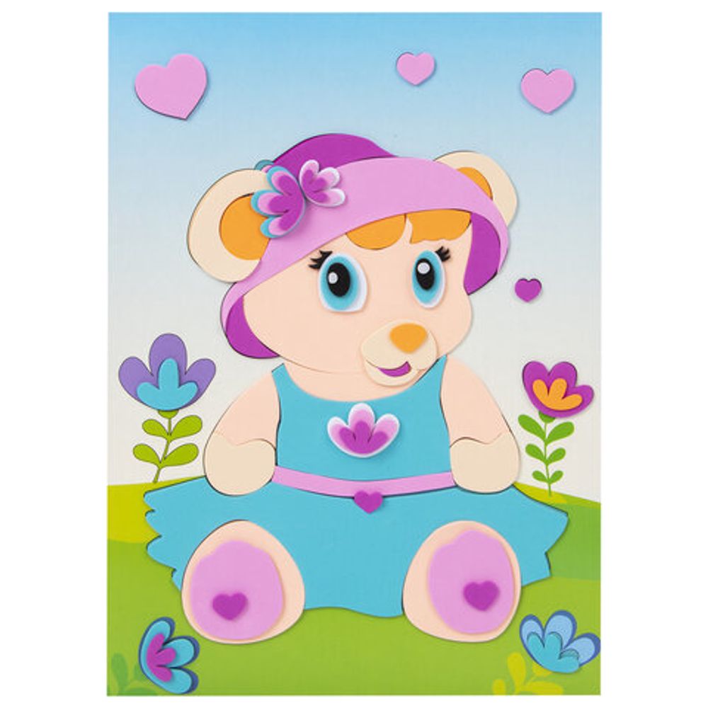 Набор для творчества "Аппликация из мягкого пластика EVA", "Мишутка", 21х29 см, ЮНЛАНДИЯ, 662355