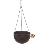 Кашпо для цветов пластиковое 21*13см Подвесное с поддоном цвет коричневый