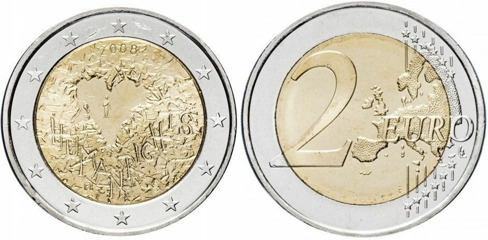 Финляндия 2 евро, 2008 60 лет Всеобщей Декларации Прав Человека