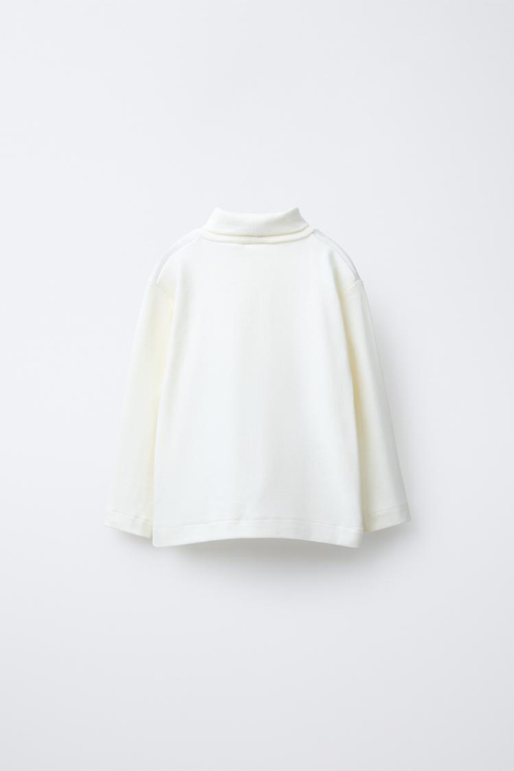 ZARA ФУТБОЛКА С ВЫСОКИМ ВОРОТНИКОМ, ЭКРЮ