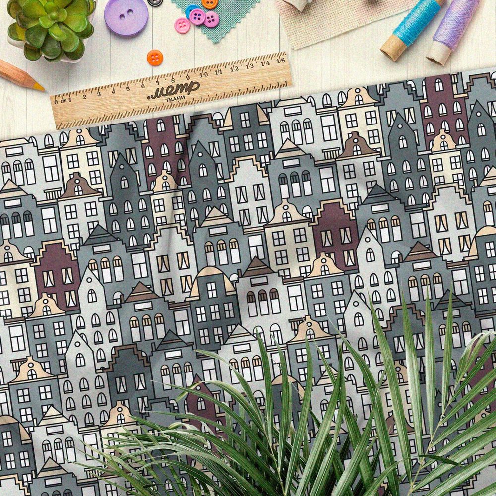 Ткань габардин многослойные серые дома