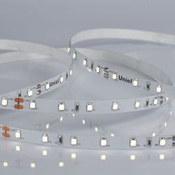 ULS-2835-60LED-m-8mm-IP20-DC24V-6W-m-5M-DW Гибкая светодиодная лента на самоклеящейся основе. Катушка 5 м. в герметичной упаковке. Дневной белый свет 6500K. ТМ Uniel.