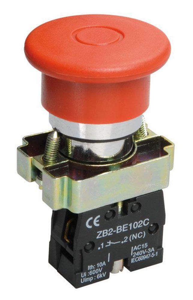 Кнопка управления &quot;Грибок&quot; LAY5-BT42 аварийная с фиксацией красн. IEK BBG80-BT-K04
