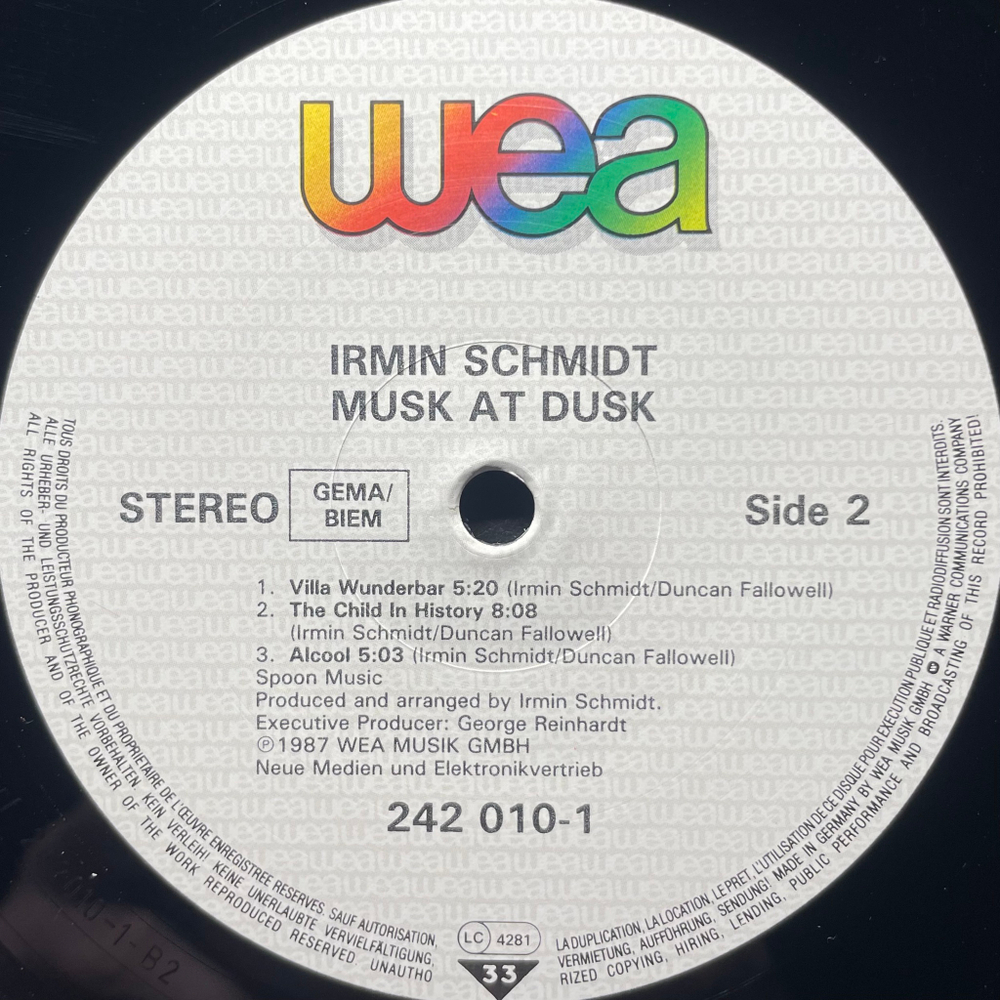 Irmin Schmidt ‎– Musk At Dusk (Германия 1987г.)