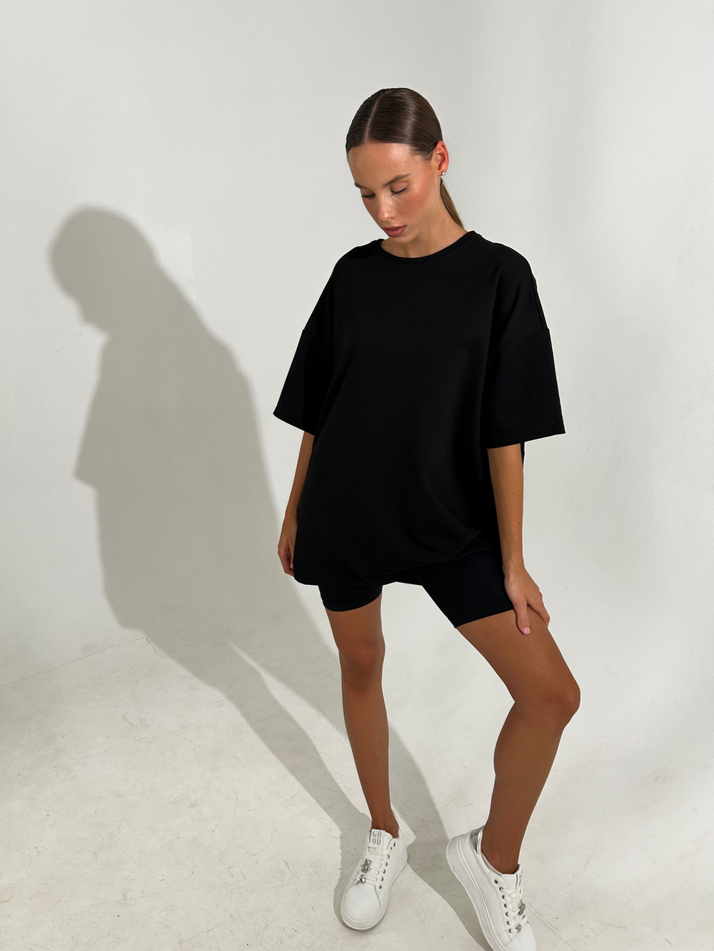 Футболка женская молочная оверсайз хлопок