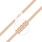 Браслет из красного золота с алмазной гранью (плетение «Бисмарк тройной якорь»)