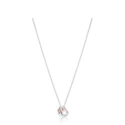 Подвеска из серебра open heart Tiffany,. Тиффани .2 сердца. Серебро и золото 750 проба💝