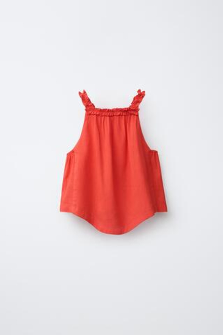 ZARA ТОП ИЗ ЛЬНА С ГОРЛОВИНОЙ ХАЛТЕР, КРАСНЫЙ