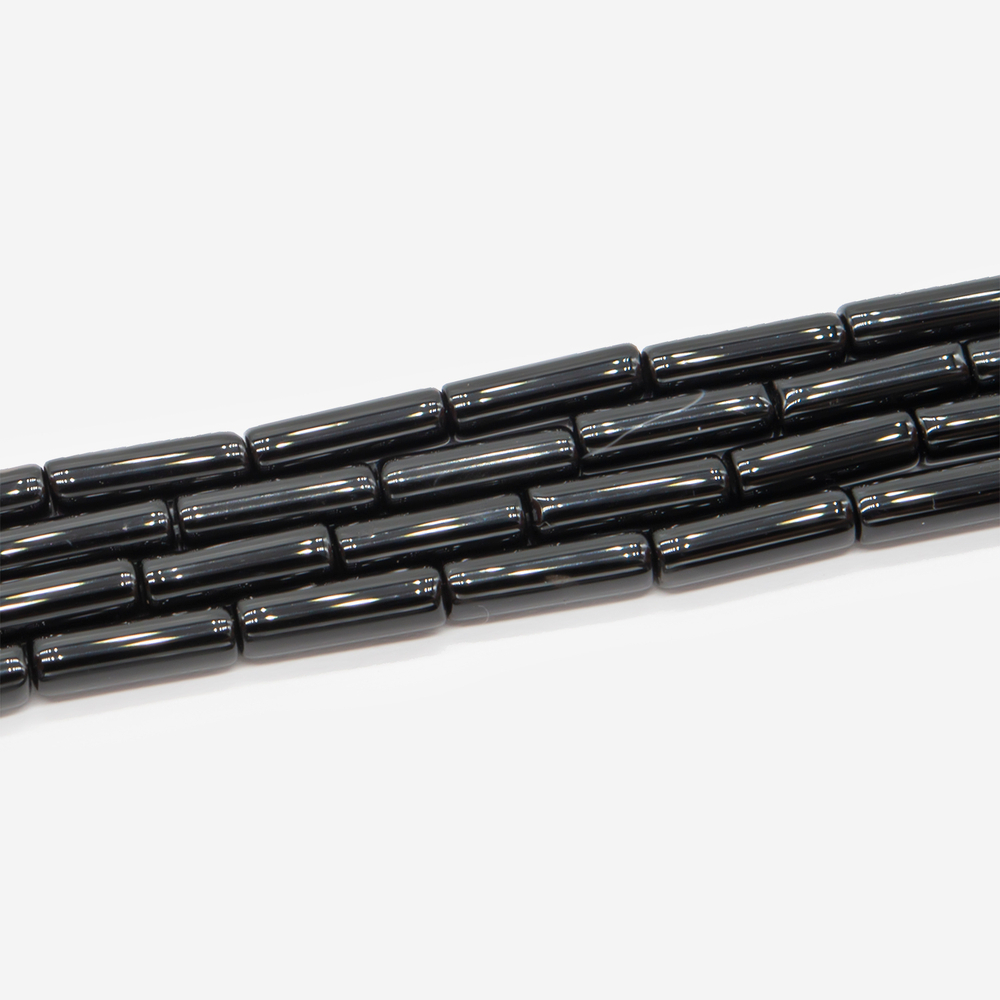 тр-13 Трубочки агат черный 13*4мм, 38см (29шт)