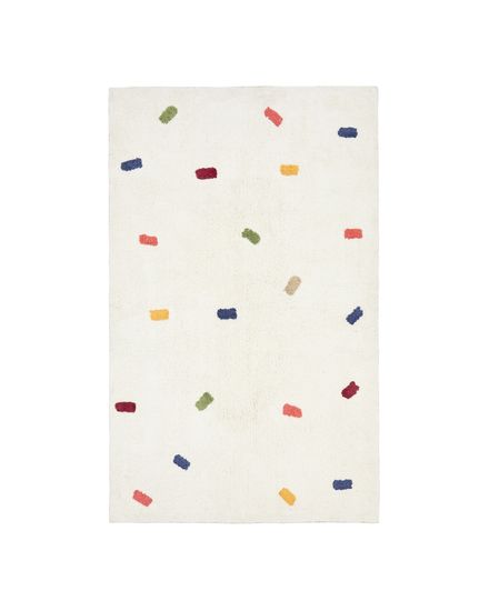 Ковер Epifania белый хлопок с разноцветными точками 90 x 150 см