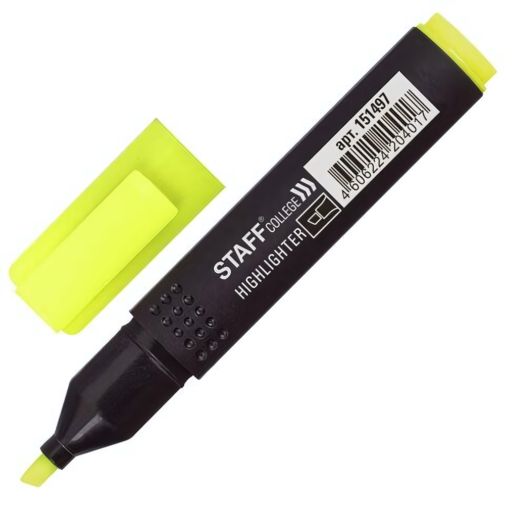 Текстовыделитель 1-4мм. желтый "College STICK HL-497" (STAFF)