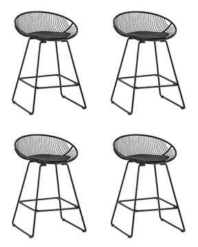 Стул полубарный UFO, черный, с черной подушкой 4 шт
