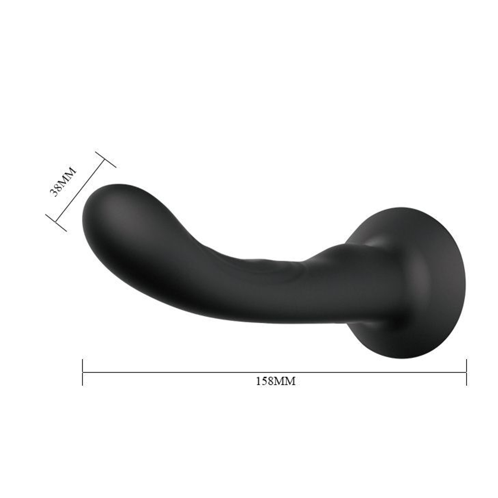 Страпон с изогнутой головкой Ultra Harness Curvy Dildo - 15,8 см. (Цвет: черный)