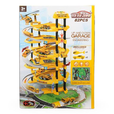 Набор "Паркинг" парковка многоуровневая, 82 дет., в комп. машинки, вертолет, свет/звук. эффекты,