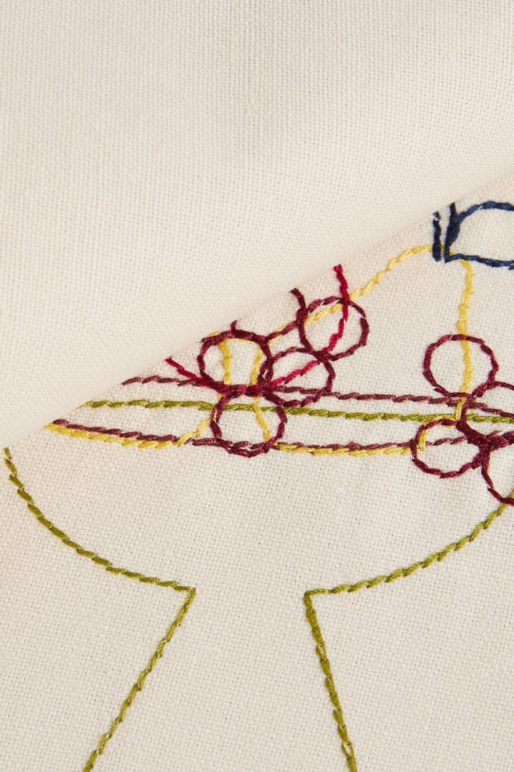 ZARA HOME САЛФЕТКА С ВЫШИВКОЙ, БЕЛЫЙ/КРАСНЫЙ