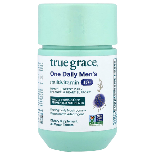True Grace, One Daily Multivitamin, мультивитамины для мужчин от 40 лет, 30 веганских таблеток