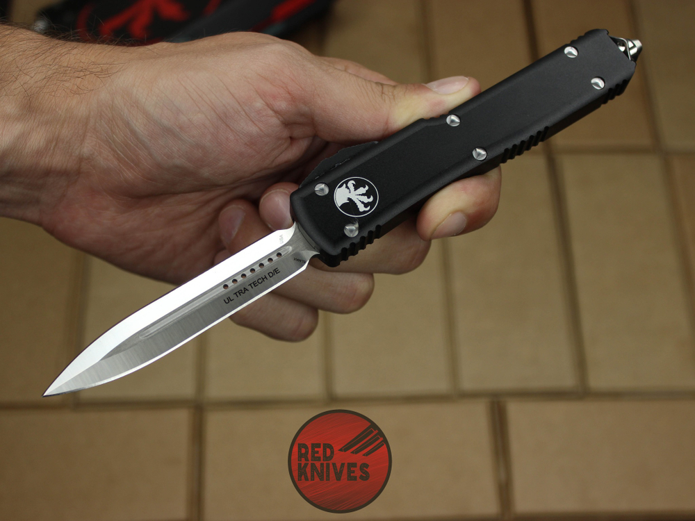 Нож Microtech Ultratech D/E - черная рукоять, кинжальный клинок сатин + запчасти RK-388