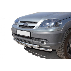 Защита переда «Труба двойная ЛЮКС», (Ø=51 мм), Chevrolet Niva (03.2009 -)/Lada Niva (07.2020 -)  (нержавеющая сталь)