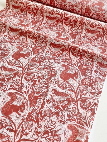 БЕЛКИ И ПТИЧКИ В СТИЛЕ У. МОРРИСА, 100% хлопок Handmade Fabric 6