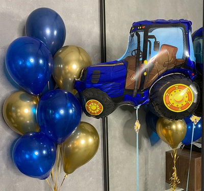 Набор шаров Трактор Синий Золотой