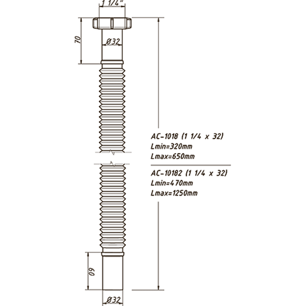 Труба гибкая "ORIO" AС-1018 (5/4-32) 650мм