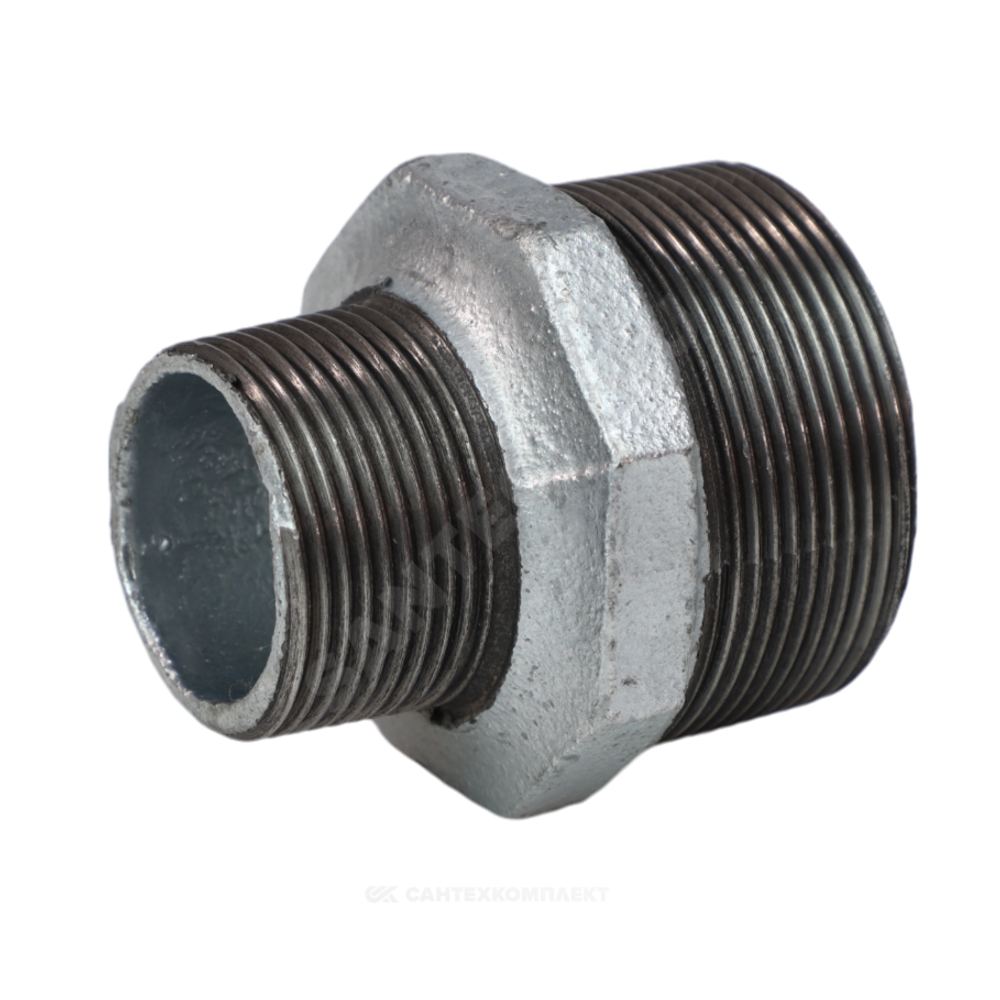 Ниппель переходной чугун оц Ду 40х20 (1 1/2"х3/4") НР Fittex PLUS