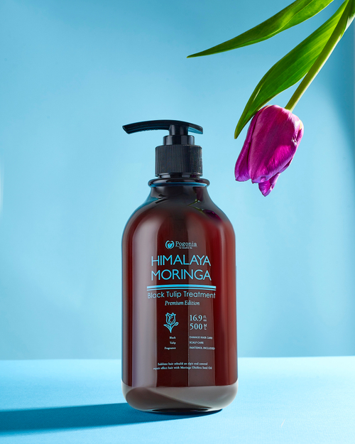 POGONIA Питательный кондиционер для волос с маслом моринги и интенсивного блеска волос "Черный тюльпан", 500 мл