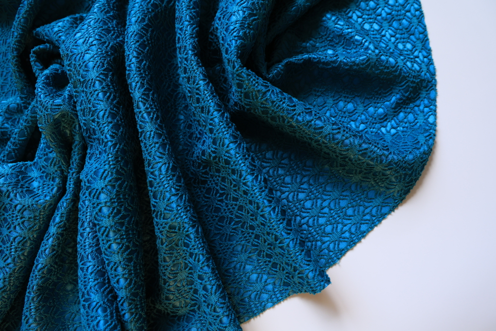 Полотно вязаное на трикотаже морская волна