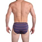 Мужские трусы брифы темно-синие в коричневую полоску Sergio Dallini SG2937-3