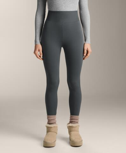 OYSHO Бесшовные легинсы в рубчик Super Extra Warm длиной 70см, антрацитово-серый
