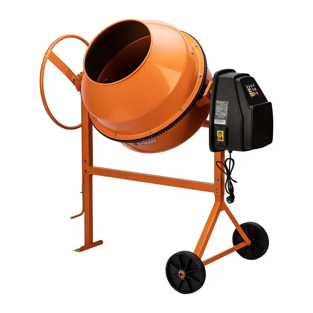 Бетономешалка строительная СИБРТЕХ БСЕ-140П, 140 л объем бака и 500 Вт мощность, полиамидный венец из 5 частей и термозащита, бетоносмеситель 95507