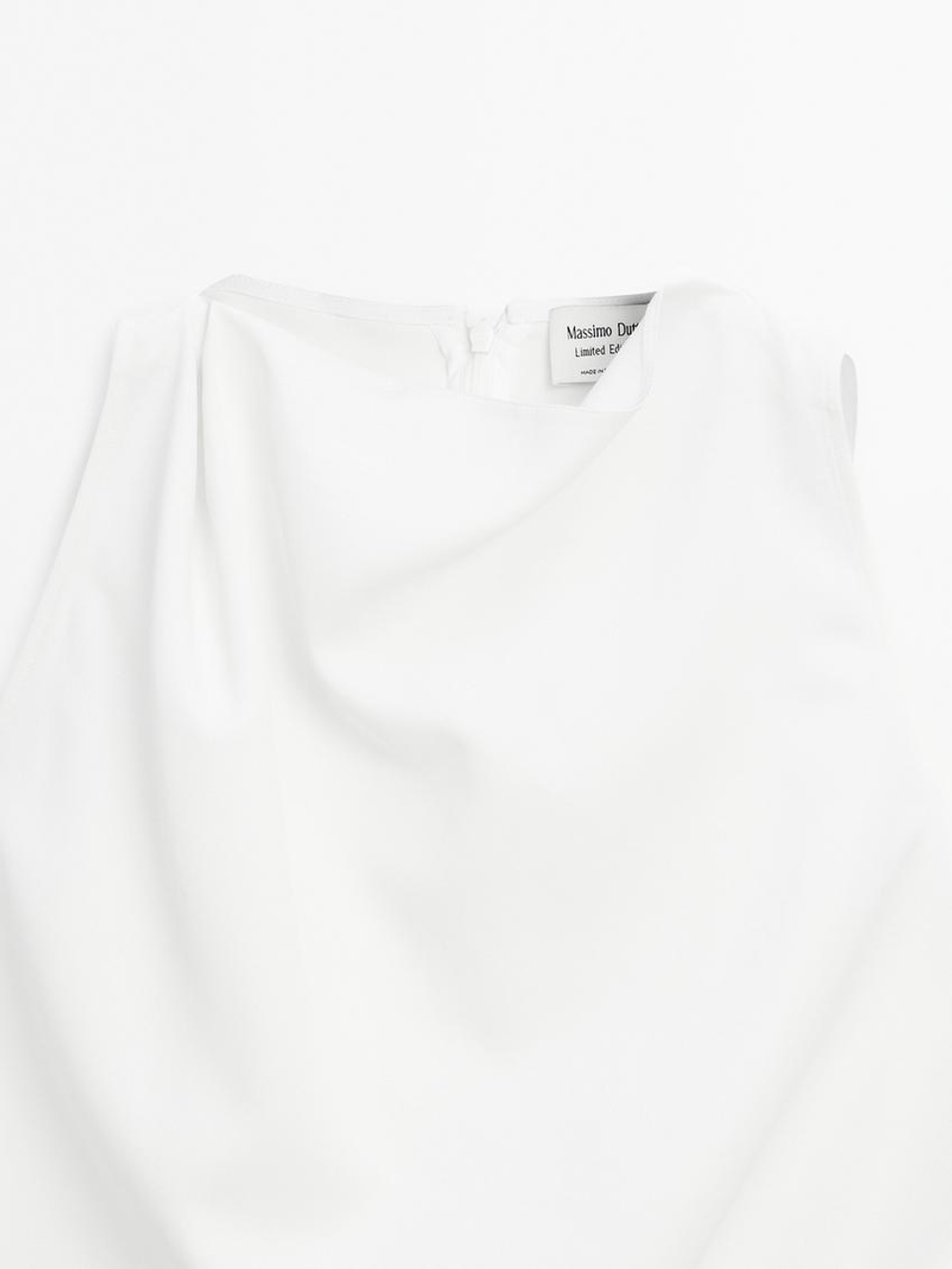 Massimo Dutti Струящийся асимметричный драпированный топ - Limited Edition, кремовый