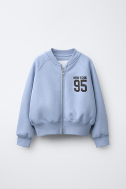 ZARA БОМБЕР ИЗ ФЛИСА, ГОЛУБОЙ