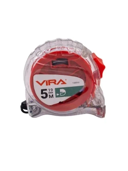 Рулетка 5 м х 19 мм с магнитным зацепом прозрачная VIRA