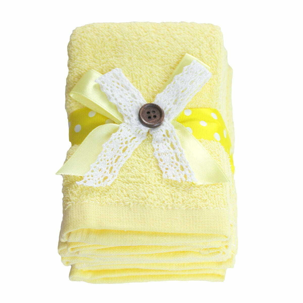 Набор полотенец 6шт 30х30 Arya home Button с лентой желтый