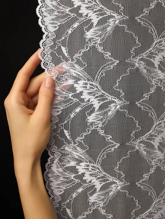 03-293 ОПТ Кружево эластичное 22 см, белый 001