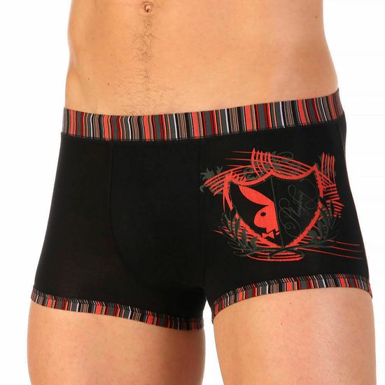 Мужские трусы боксеры черные с цветной окантовкой PLAYBOY PB006