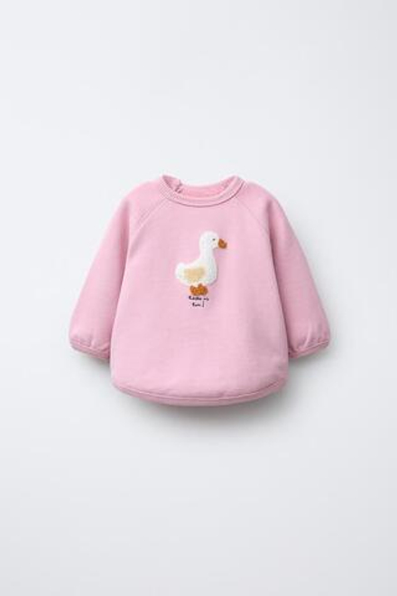 ZARA ТОЛСТОВКА С НАШИВКОЙ ИЗ МАХРОВОЙ ТКАНИ, ЦВЕТ РОЗОВОГО ДЕРЕВА