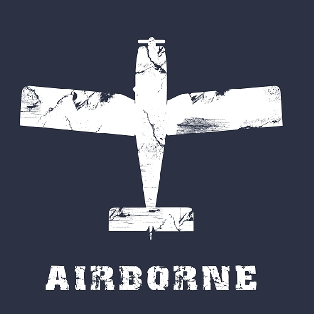 print PewPewCatс самолетом Airborn для темно-синей футболки