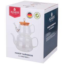 НАБОР ЧАЙНИКОВ AGNESS "KRISTALL" 630/1500 МЛ ЦВЕТ:ПРОЗРАЧНЫЙ