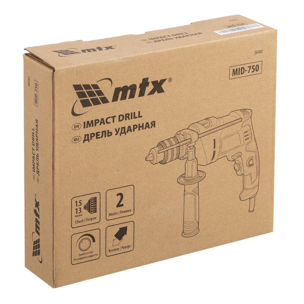 MTX Дрель ударная MID-750 750Вт 0-3000 об/мин 0-48000 уд/мин